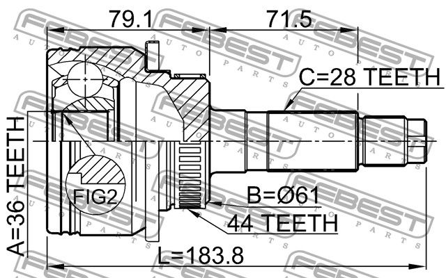 ���� �������� MAZDA BT-50 2006- 36x61x28mm (#PP04-25-60X ) ��. FEBEST